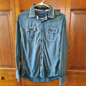 Roar All Star Foundation faded  embroidered button up stretch shirt W90018